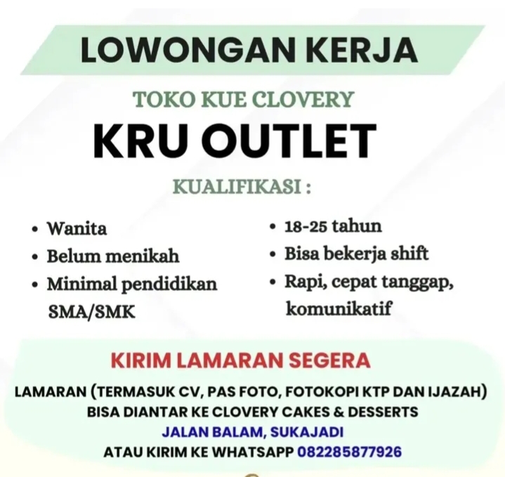 Lowongan Kerja Kru Outlet