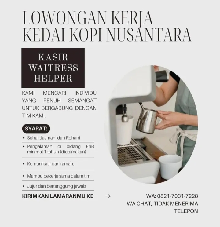lowongan kerja Kedai Kopi