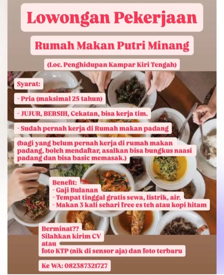 lowongan kerja rumah makan